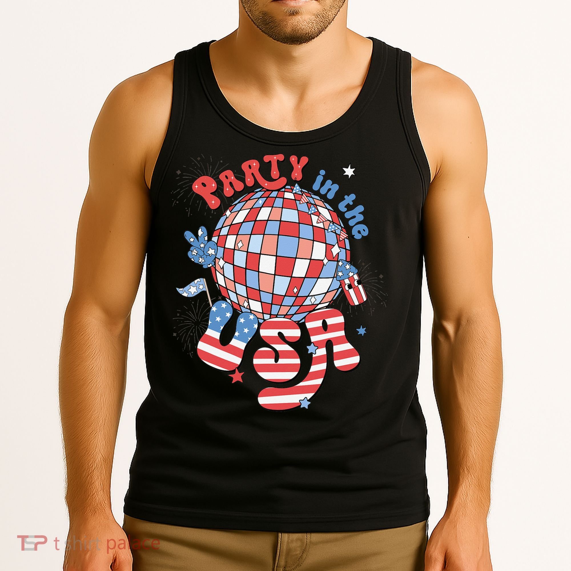 Party In The USA 4th Of July America Independence Disco Tank Top