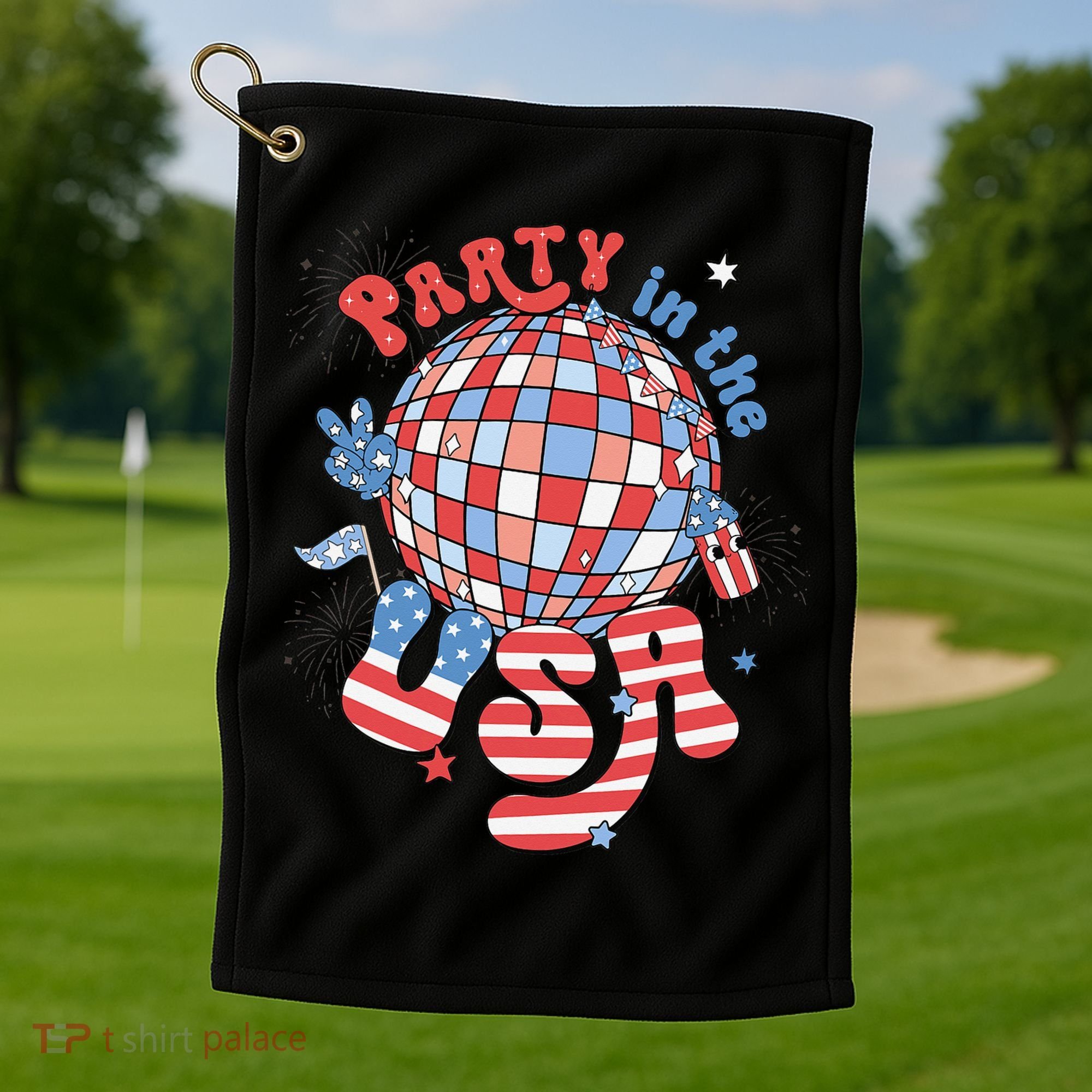 Party In The USA 4th Of July America Independence Disco Golf Towel