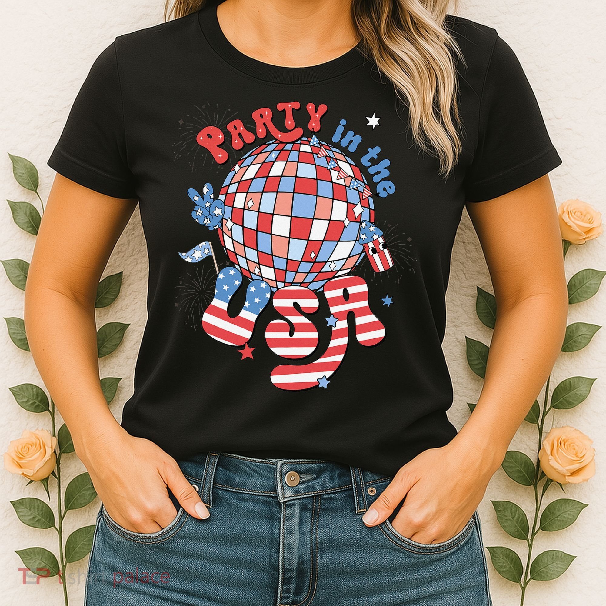 Party In The USA 4th Of July America Independence Disco Women's T-Shirt