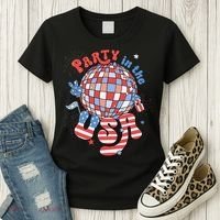 Party In The USA 4th Of July America Independence Disco Women's T-Shirt thumb 3