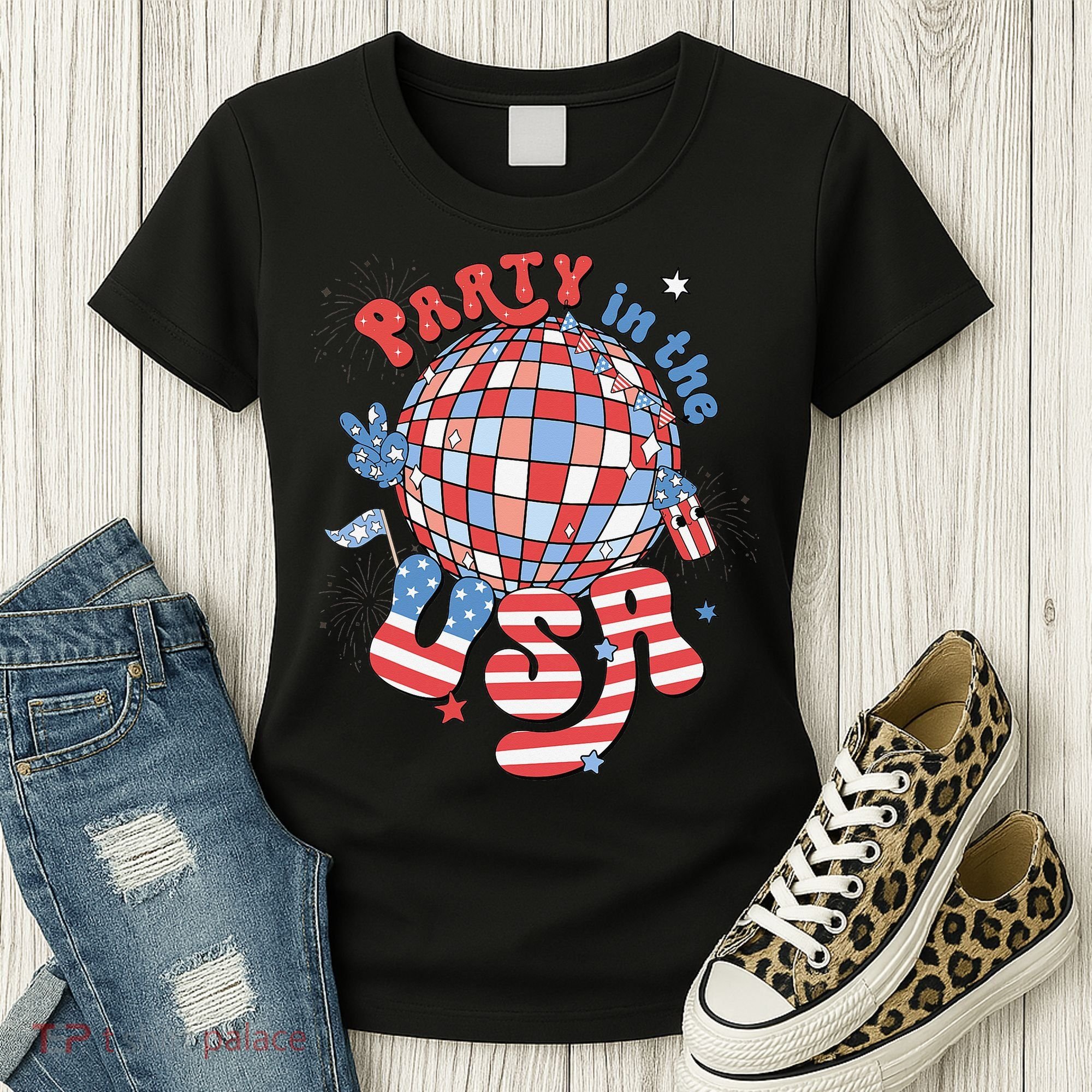 Party In The USA 4th Of July America Independence Disco Women's T-Shirt