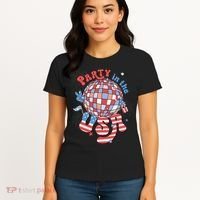 Party In The USA 4th Of July America Independence Disco Women's T-Shirt thumb 4