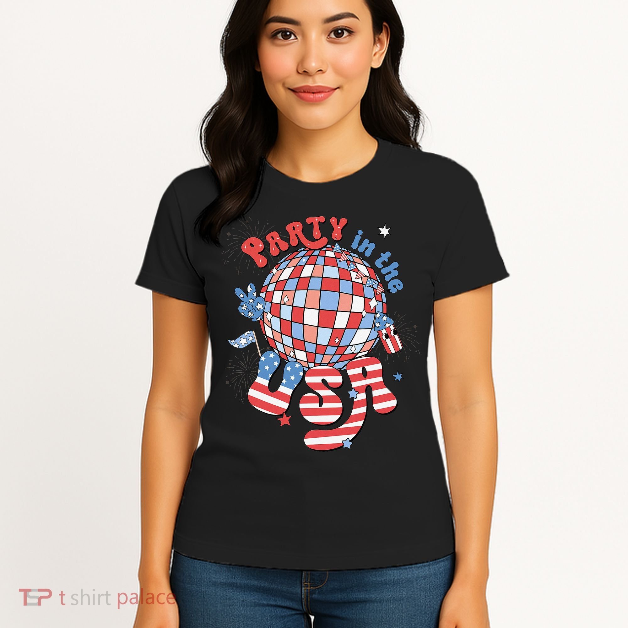 Party In The USA 4th Of July America Independence Disco Women's T-Shirt