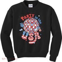 Party In The USA 4th Of July America Independence Disco Kids Sweatshirt thumb 0