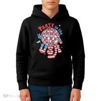 Party In The USA 4th Of July America Independence Disco Kids Hoodie thumb 4