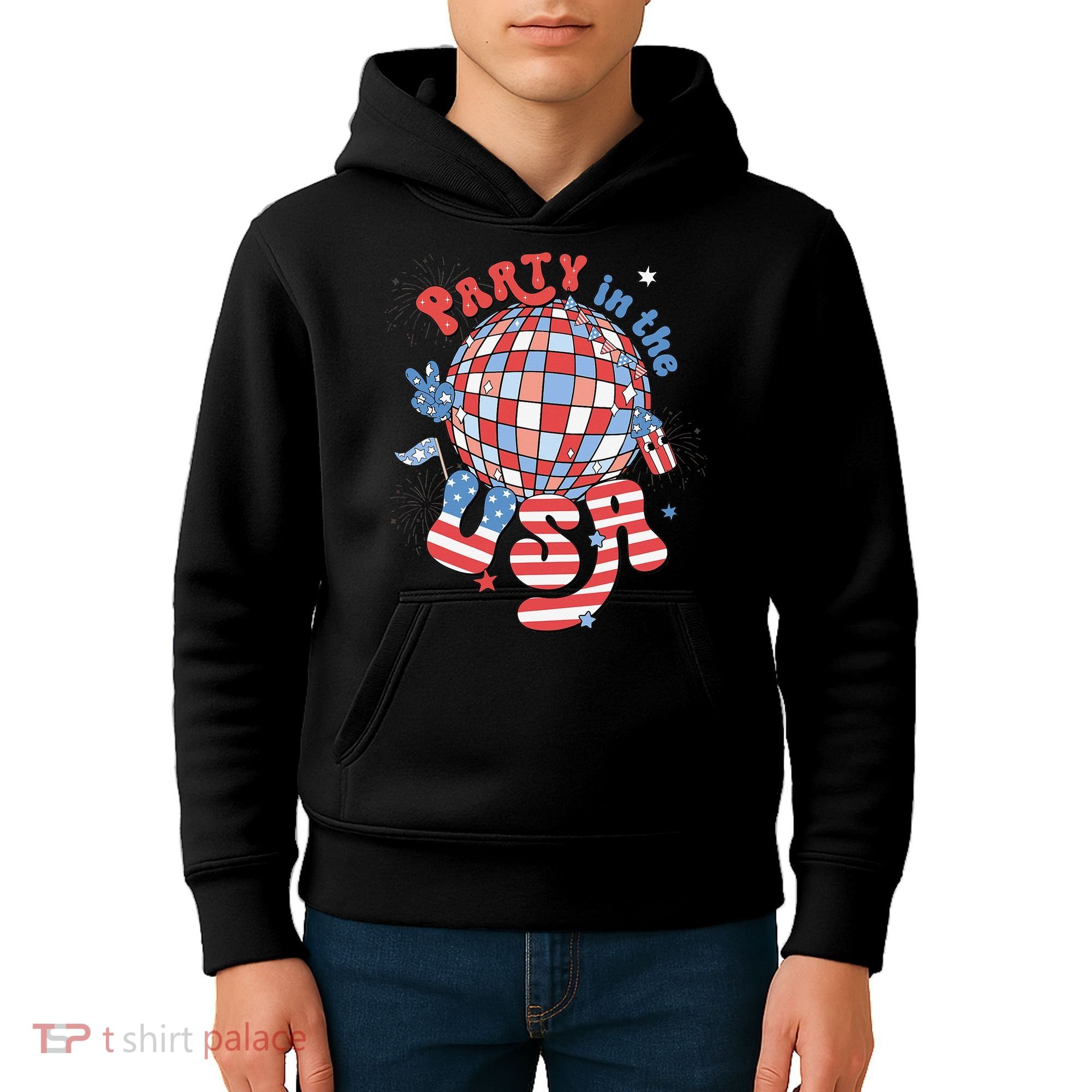 Party In The USA 4th Of July America Independence Disco Kids Hoodie