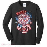 Party In The USA 4th Of July America Independence Disco Kids Long Sleeve Shirt thumb 0