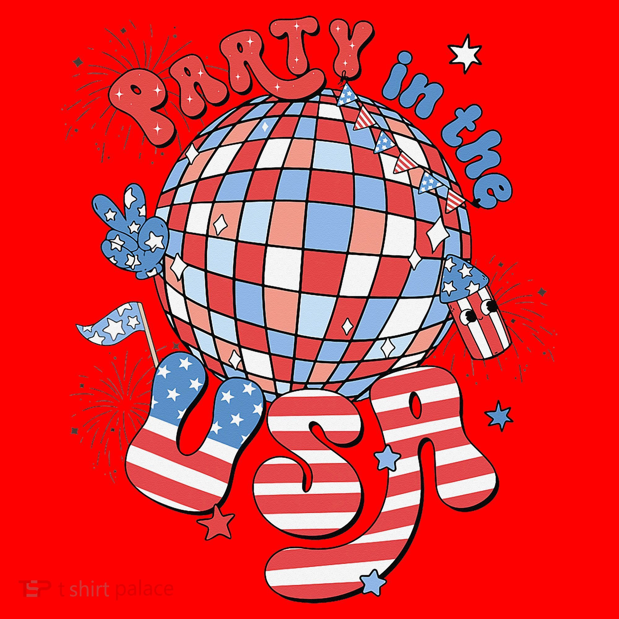 Party In The USA 4th Of July America Independence Disco Santa Hat