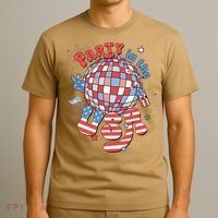 Party In The USA 4th Of July America Independence Disco T-Shirt thumb 3