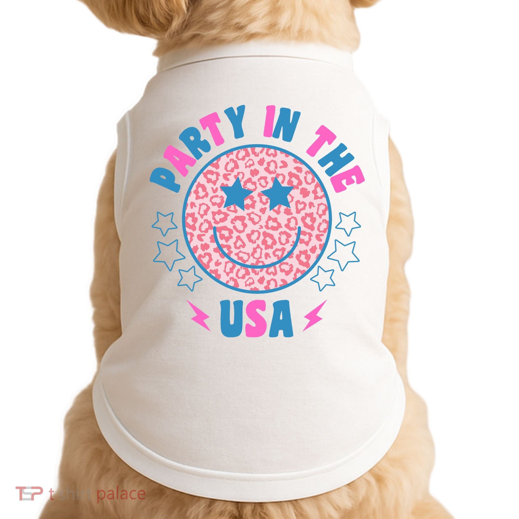 Party In The Usa Retro Star Smile Doggie Tank