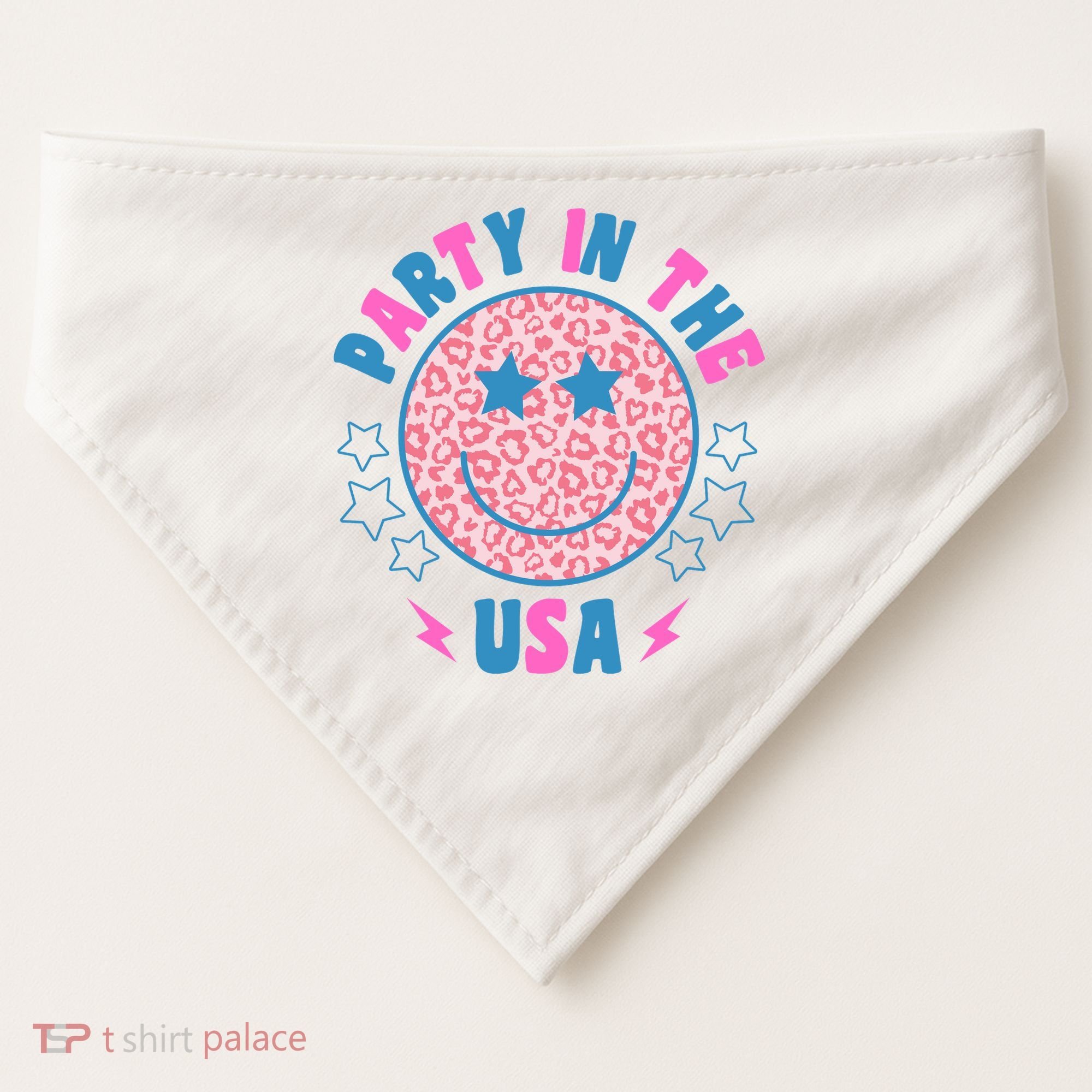 Party In The Usa Retro Star Smile USA-Made Doggie Bandana