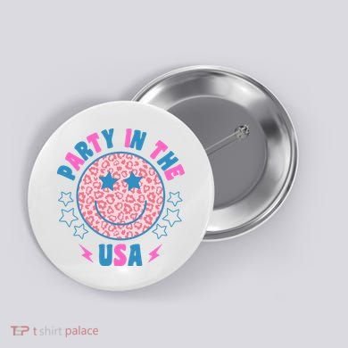 Party In The Usa Retro Star Smile Button