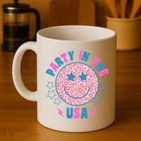 Party In The Usa Retro Star Smile Coffee Mug thumb 4