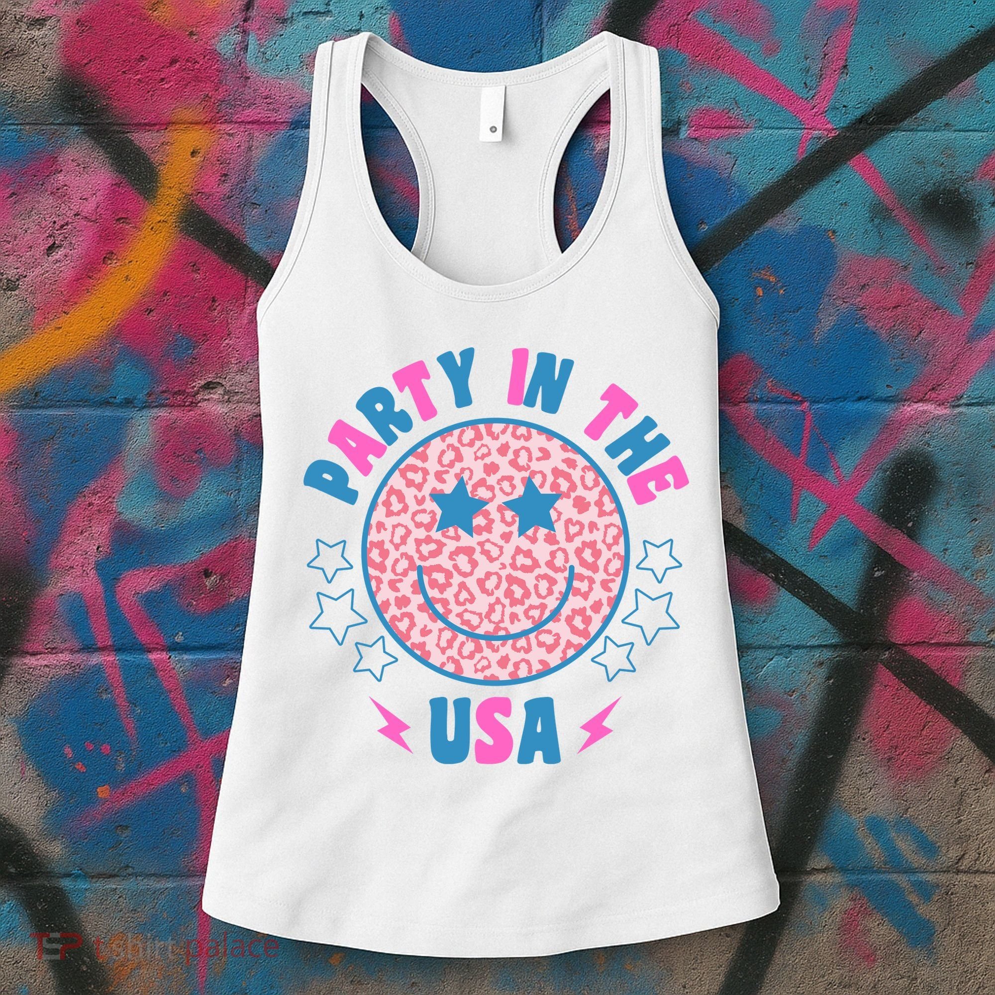 Party In The Usa Retro Star Smile Women's Tank Top
