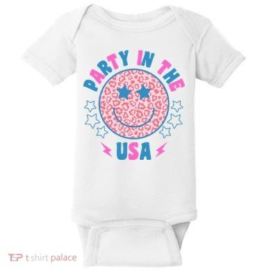 Party In The Usa Retro Star Smile Baby Bodysuit