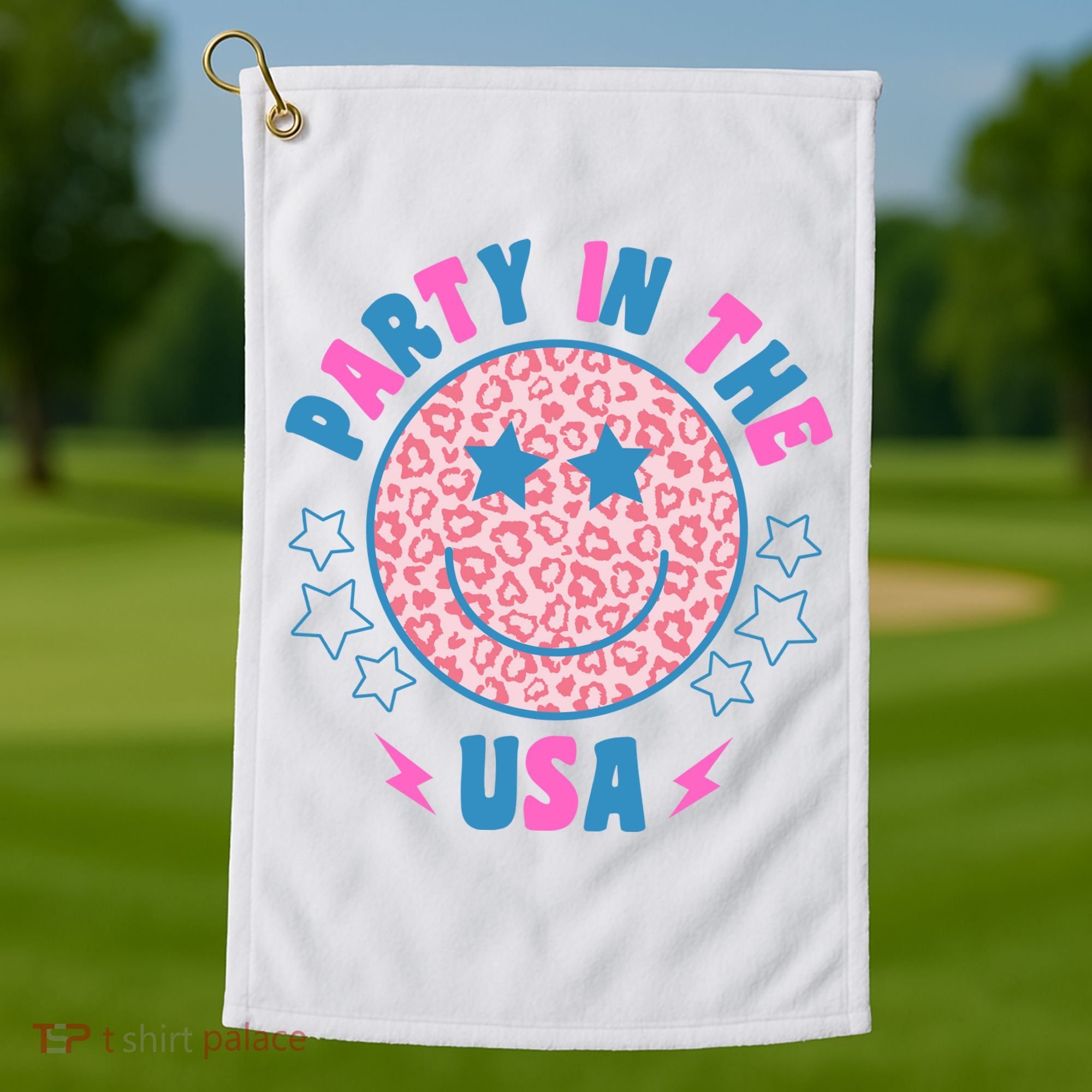Party In The Usa Retro Star Smile Golf Towel