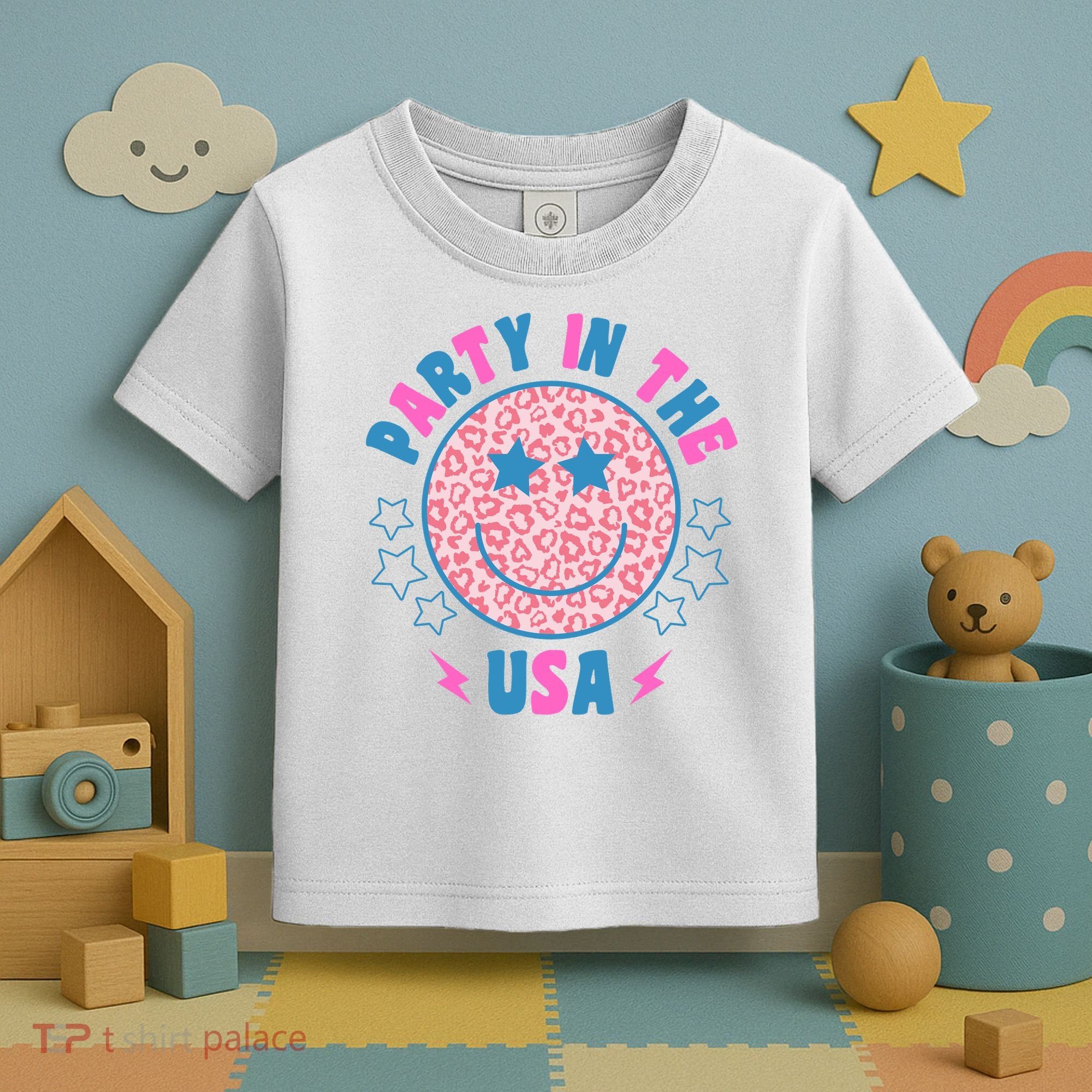 Party In The Usa Retro Star Smile Toddler T-Shirt