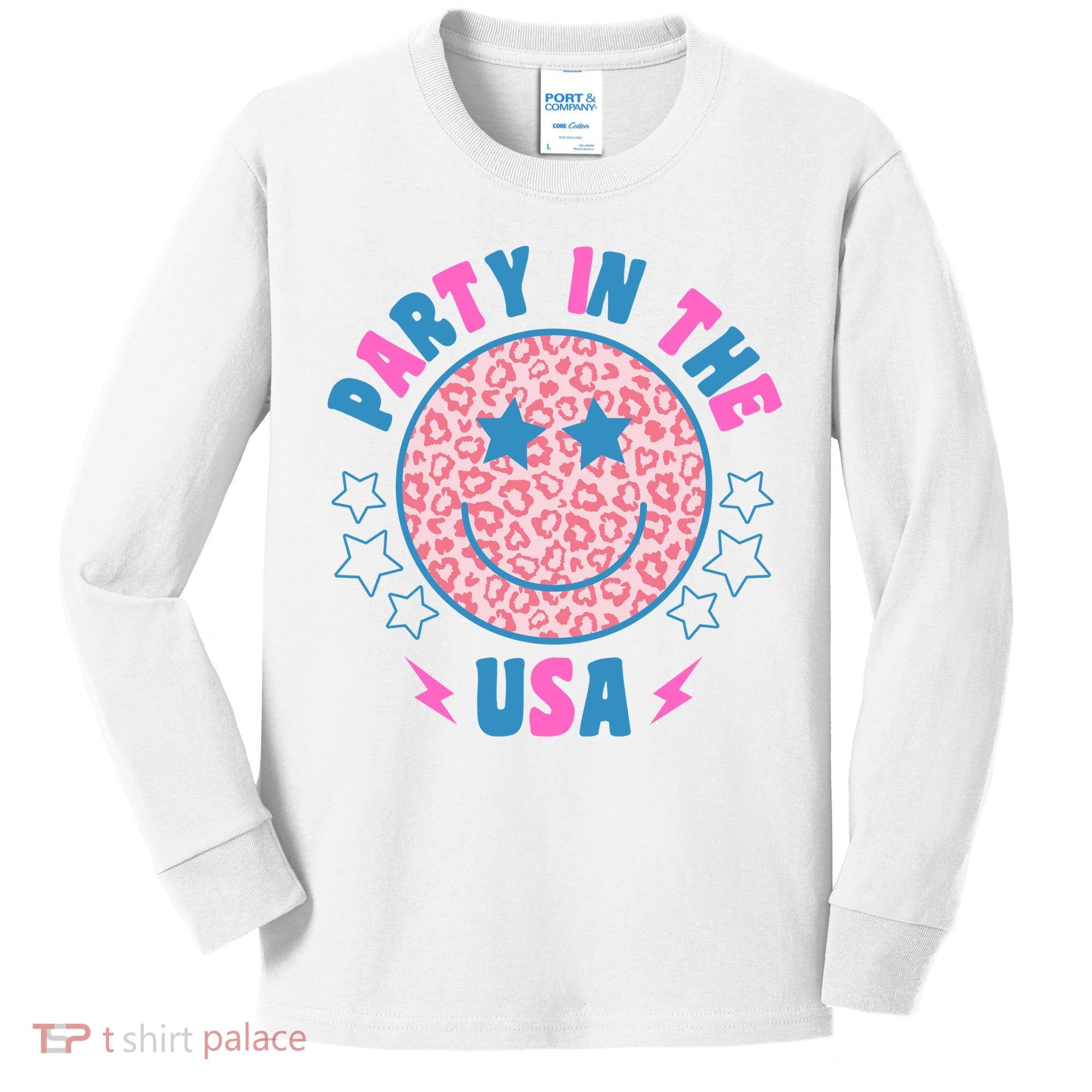 Party In The Usa Retro Star Smile Kids Long Sleeve Shirt