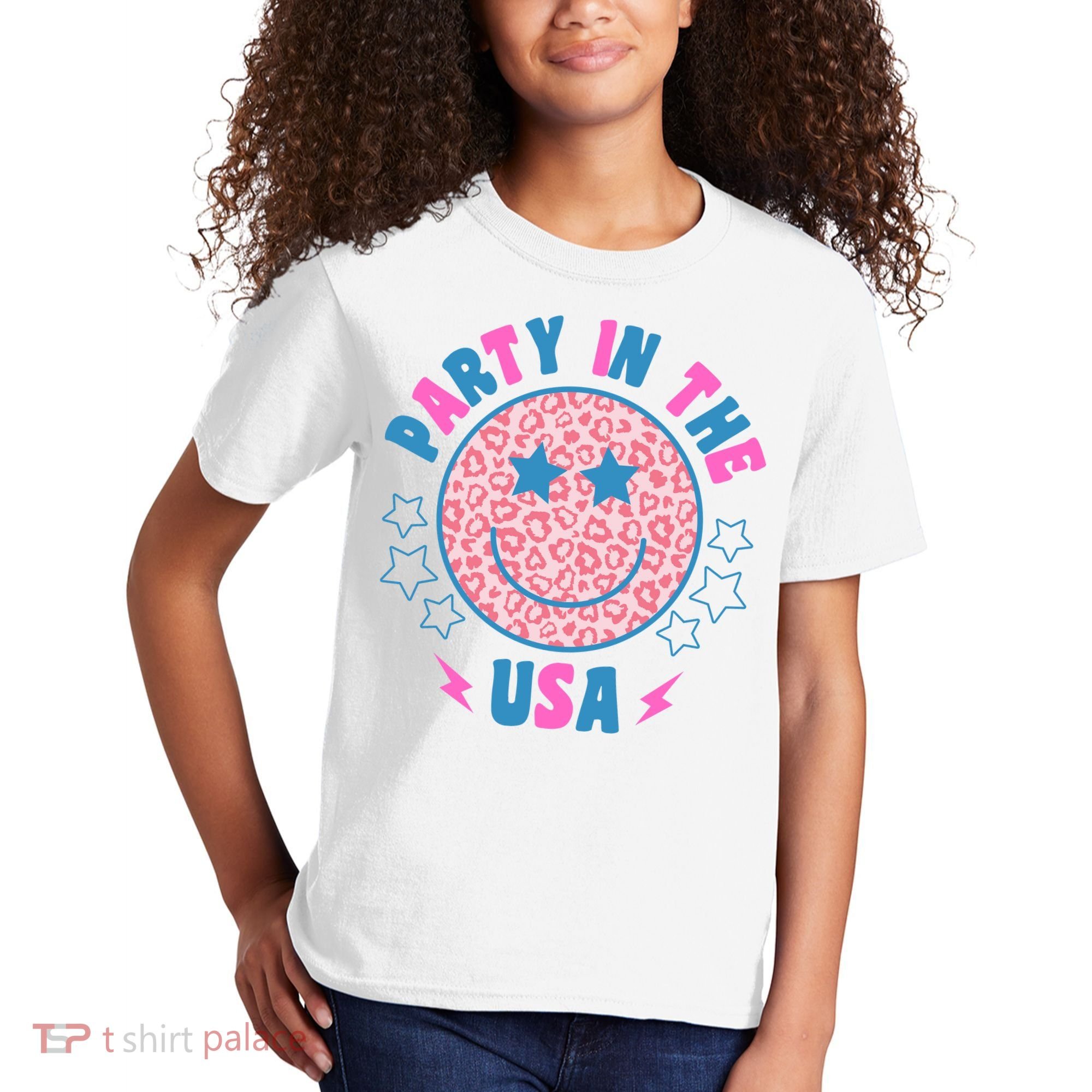 Party In The Usa Retro Star Smile Kids T-Shirt