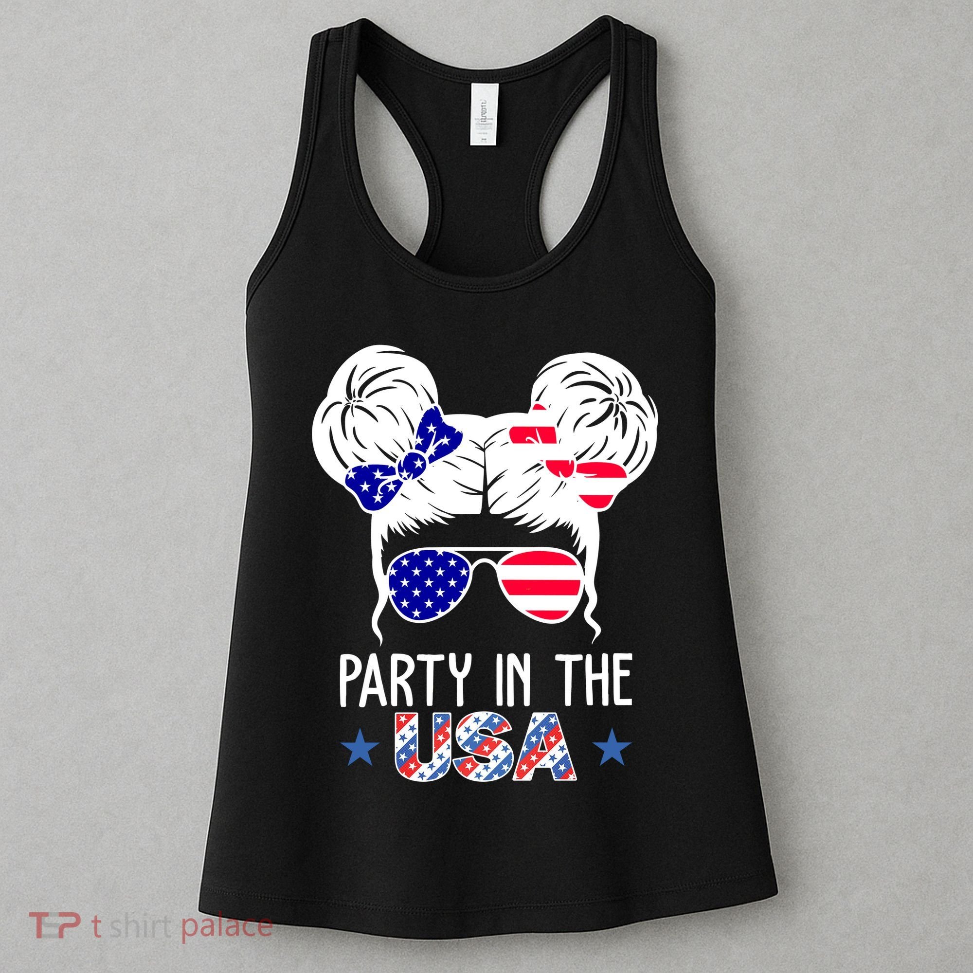 Party In The Usa Hair Bun 4th Of July Women's Tank Top