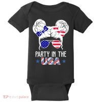 Party In The Usa Hair Bun 4th Of July Baby Bodysuit thumb 0
