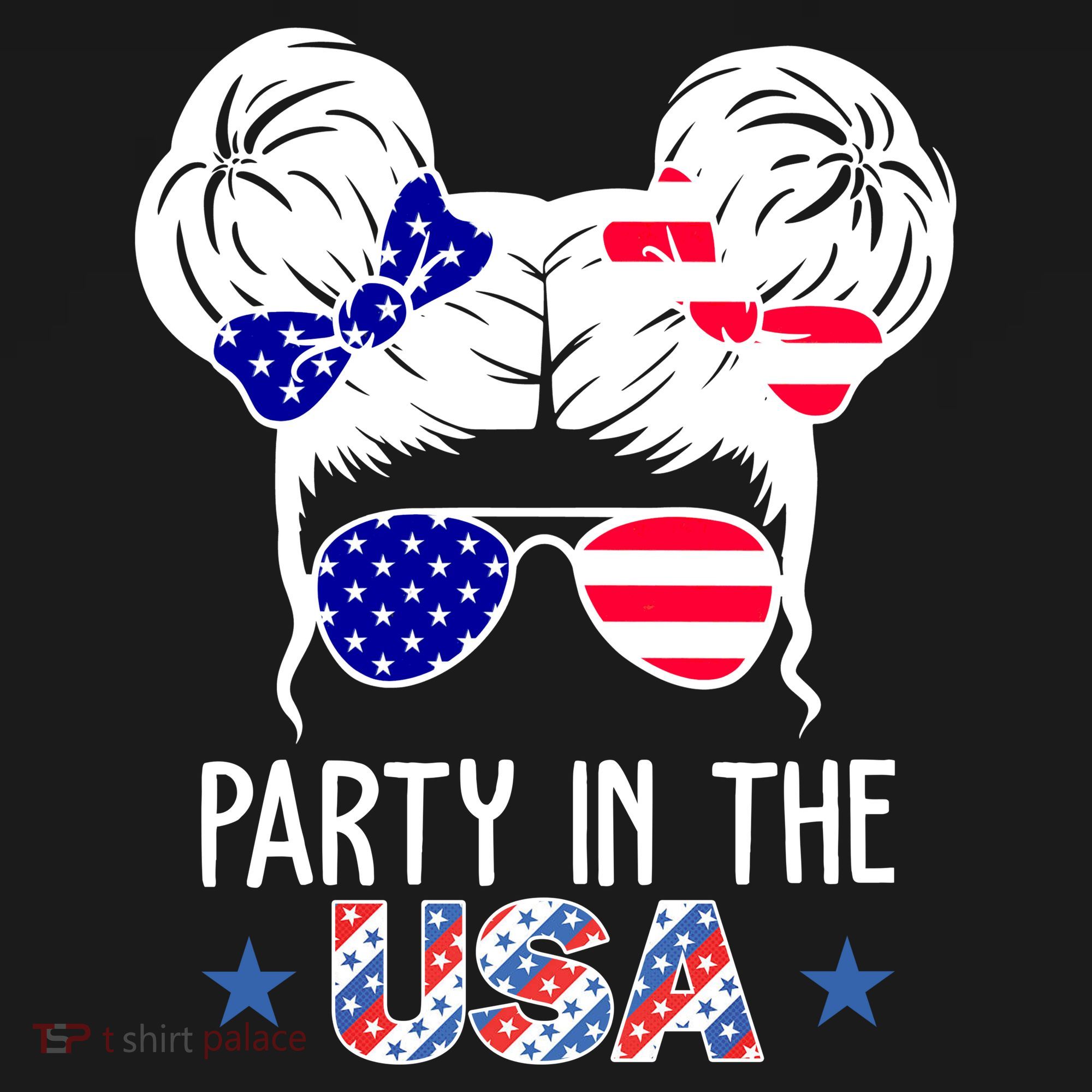 Party In The Usa Hair Bun 4th Of July Visor