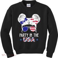 Party In The Usa Hair Bun 4th Of July Kids Sweatshirt thumb 0