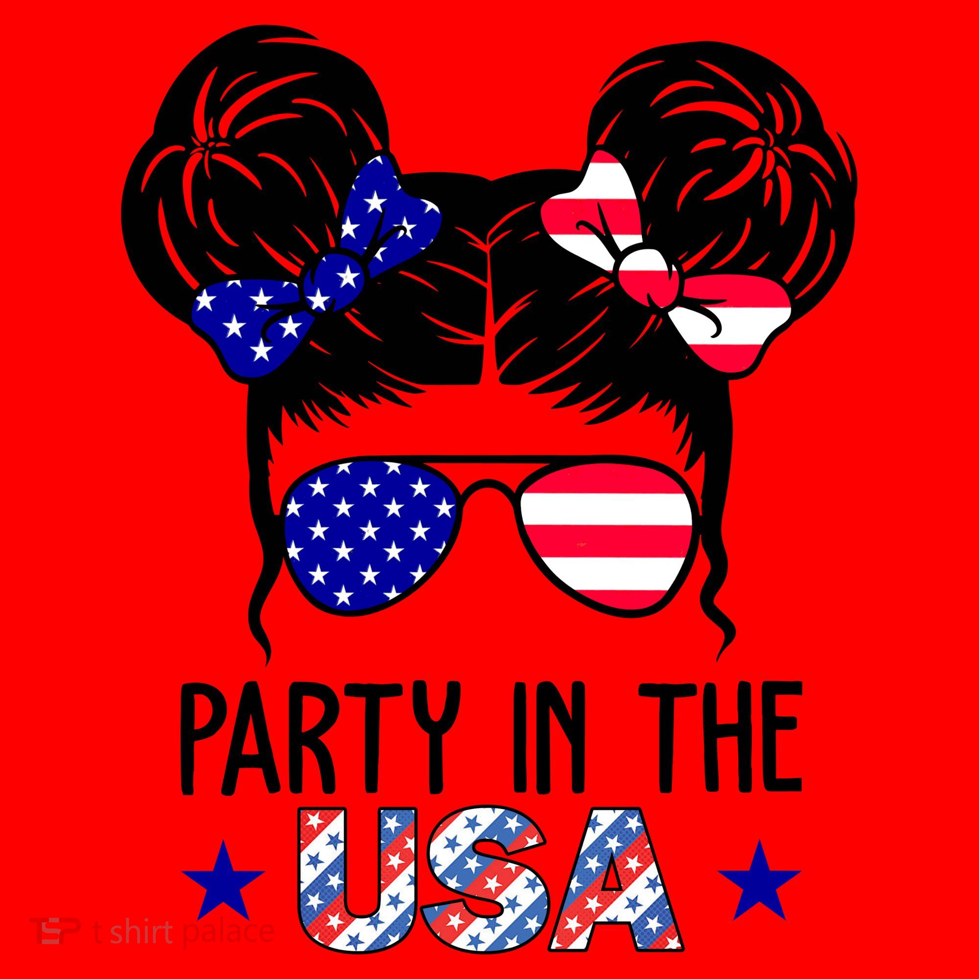 Party In The Usa Hair Bun 4th Of July Santa Hat