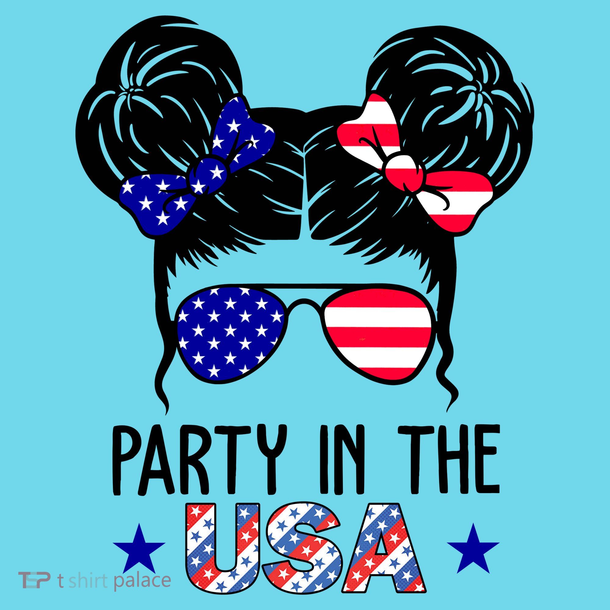 Party In The Usa Hair Bun 4th Of July Long Sleeve Shirt
