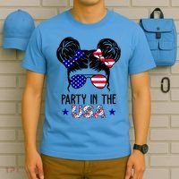 Party In The Usa Hair Bun 4th Of July T-Shirt thumb 5