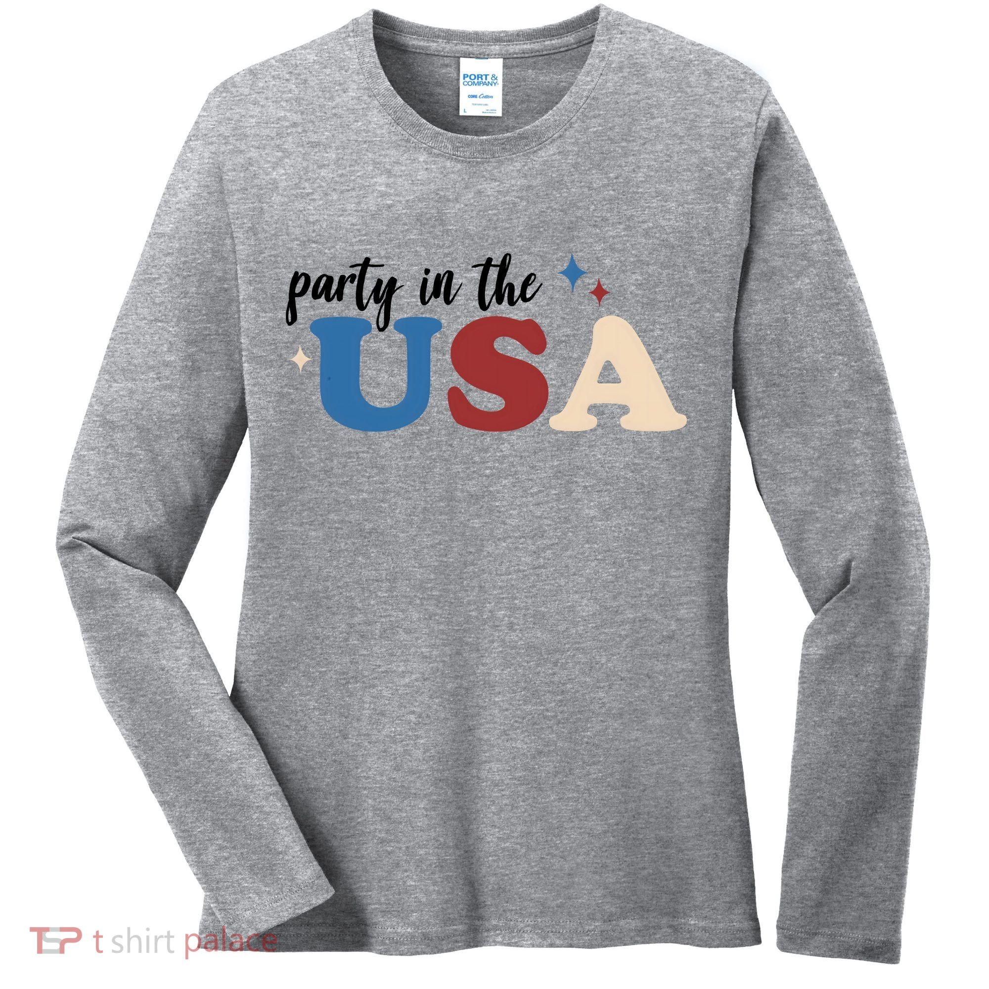 Party In The USA Holiday Festive Women's Long Sleeve Shirt