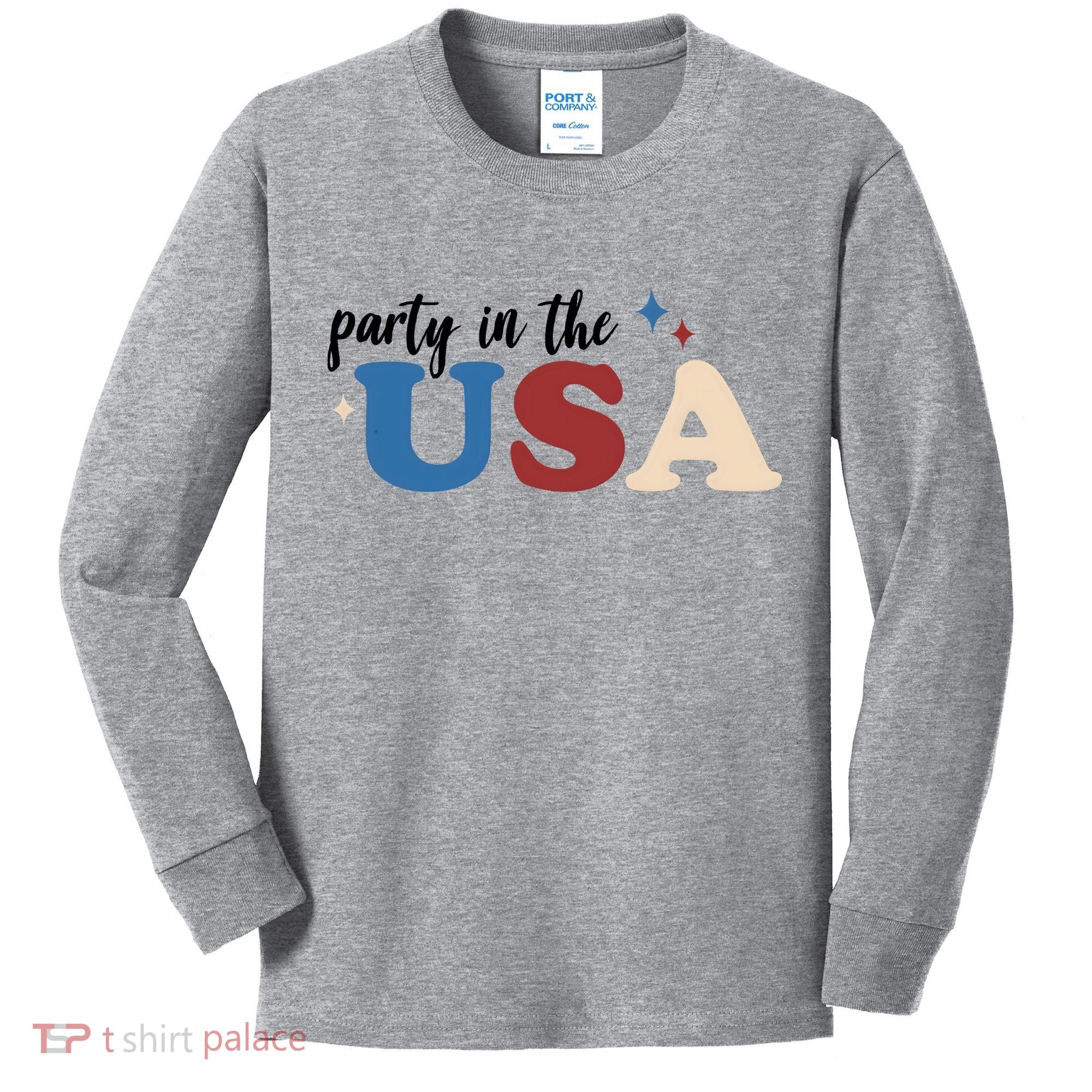Party In The USA Holiday Festive Kids Long Sleeve Shirt