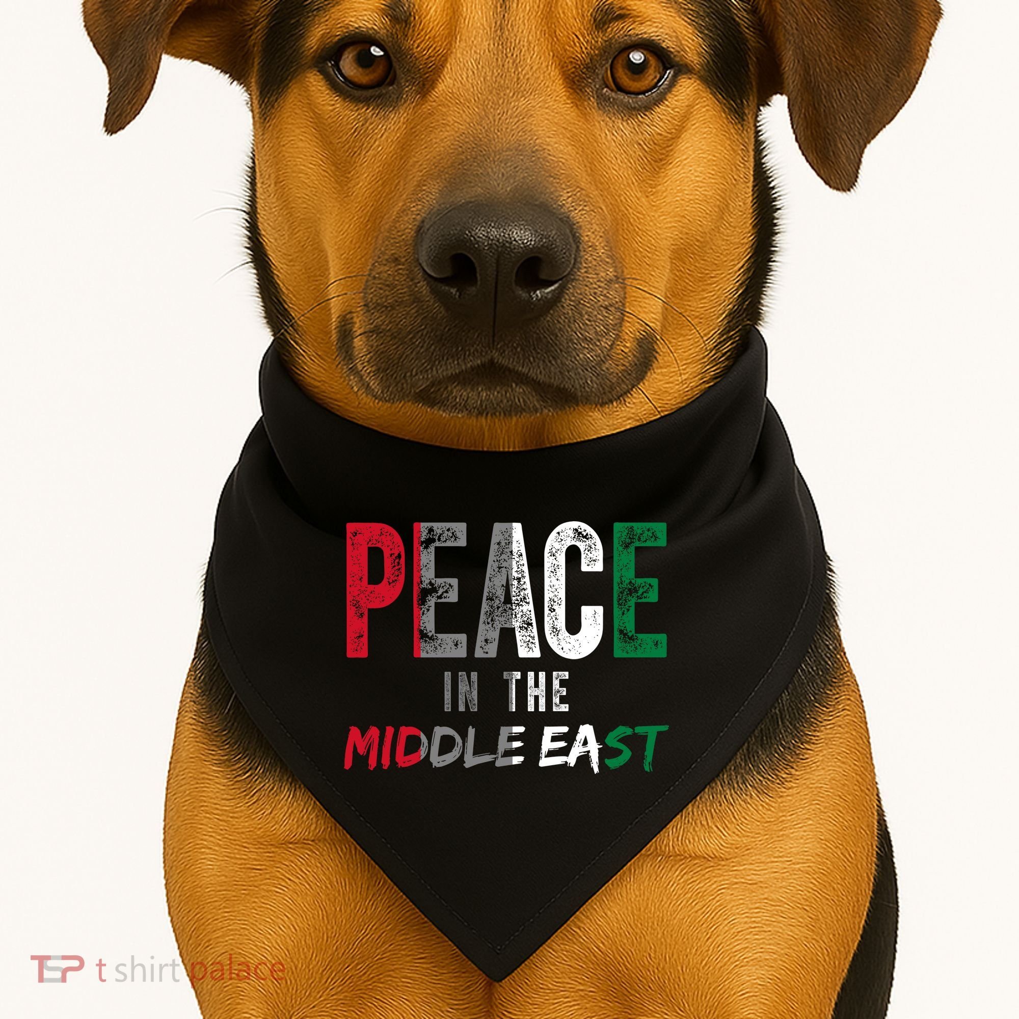 Peace In The Middle East Palestine Flag USA-Made Doggie Bandana