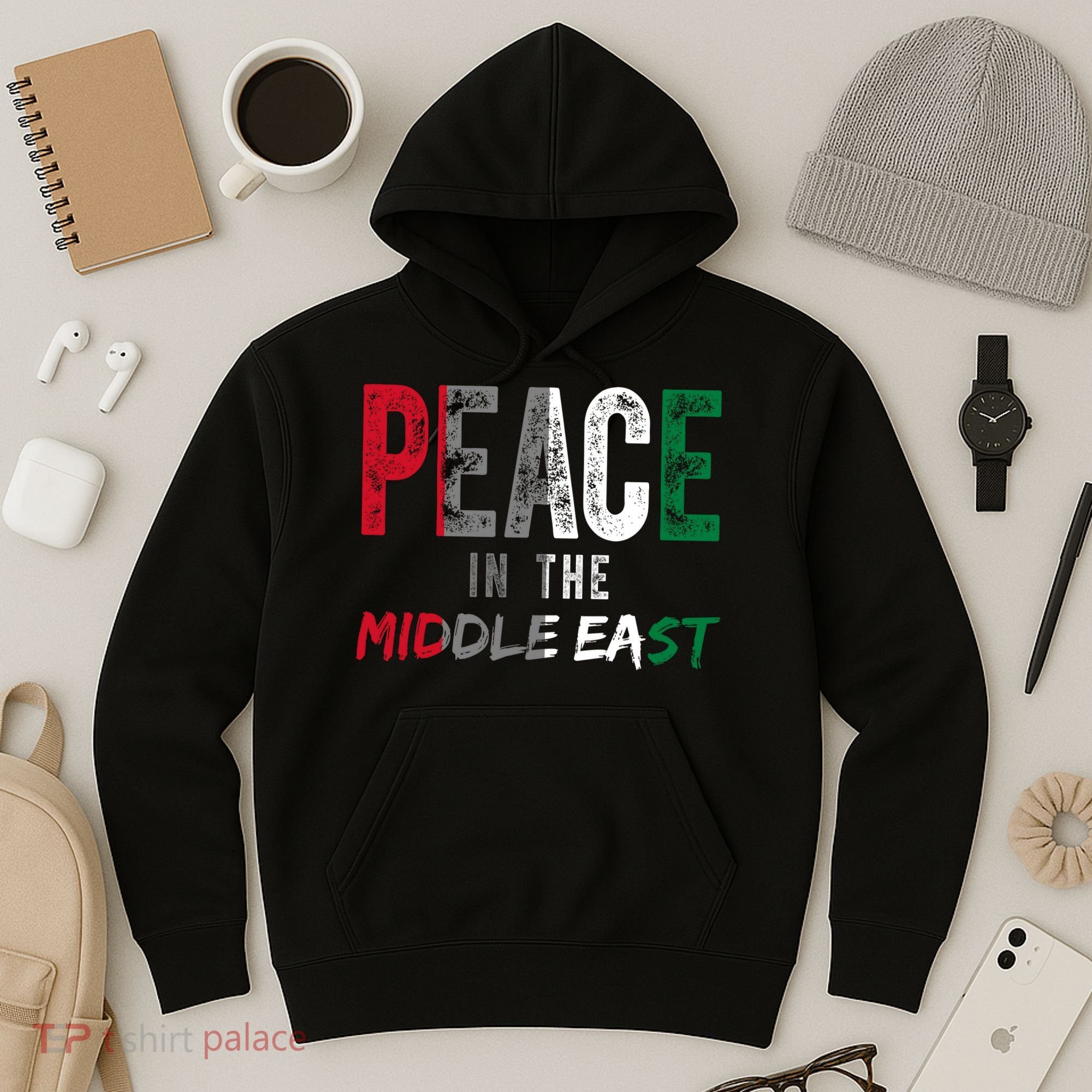Peace In The Middle East Palestine Flag Hoodie