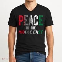 Peace In The Middle East Palestine Flag V-Neck T-Shirt thumb 2