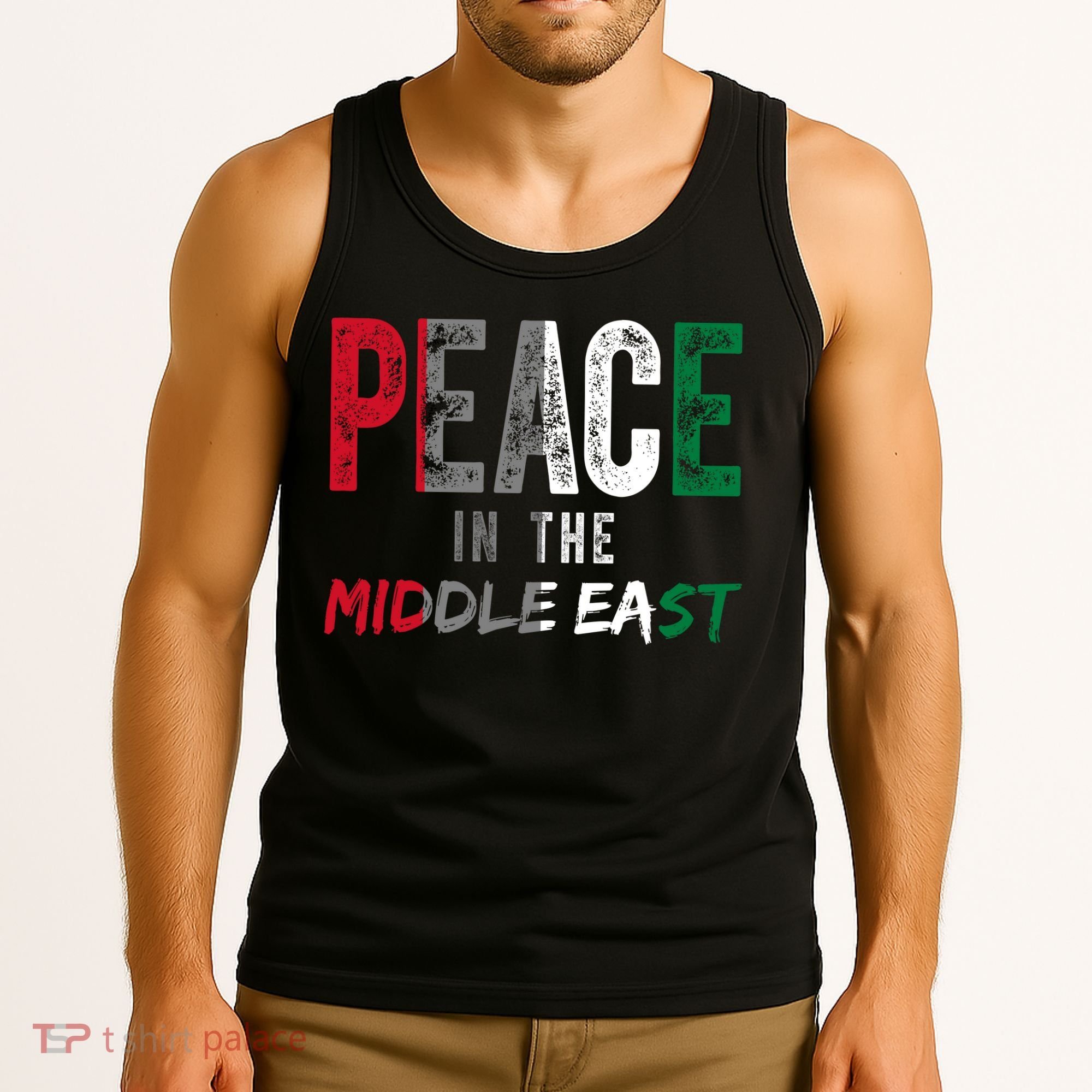 Peace In The Middle East Palestine Flag Tank Top
