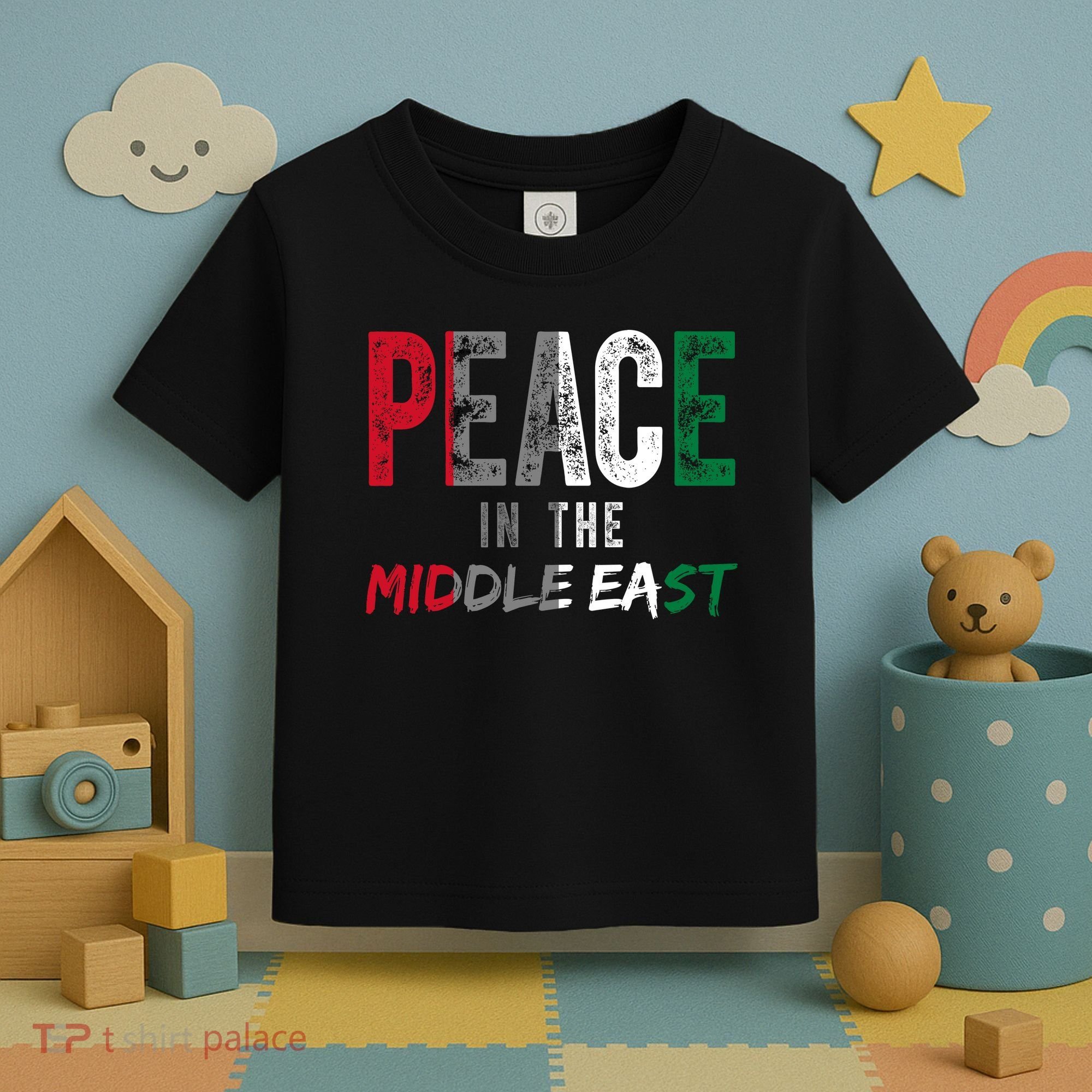 Peace In The Middle East Palestine Flag Toddler T-Shirt