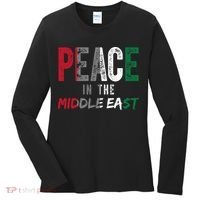 Peace In The Middle East Palestine Flag Women's Long Sleeve Shirt thumb 0