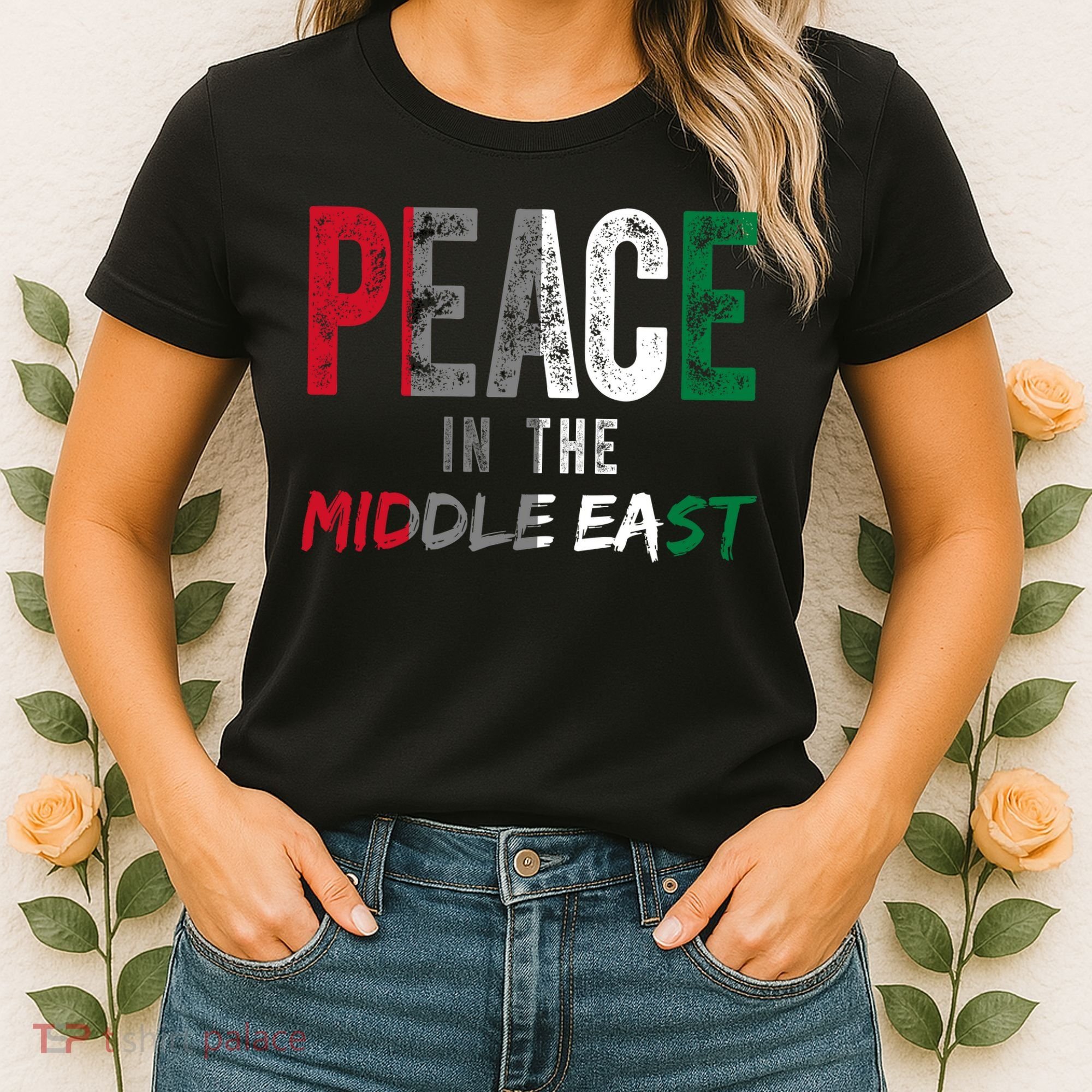 Peace In The Middle East Palestine Flag Women's T-Shirt