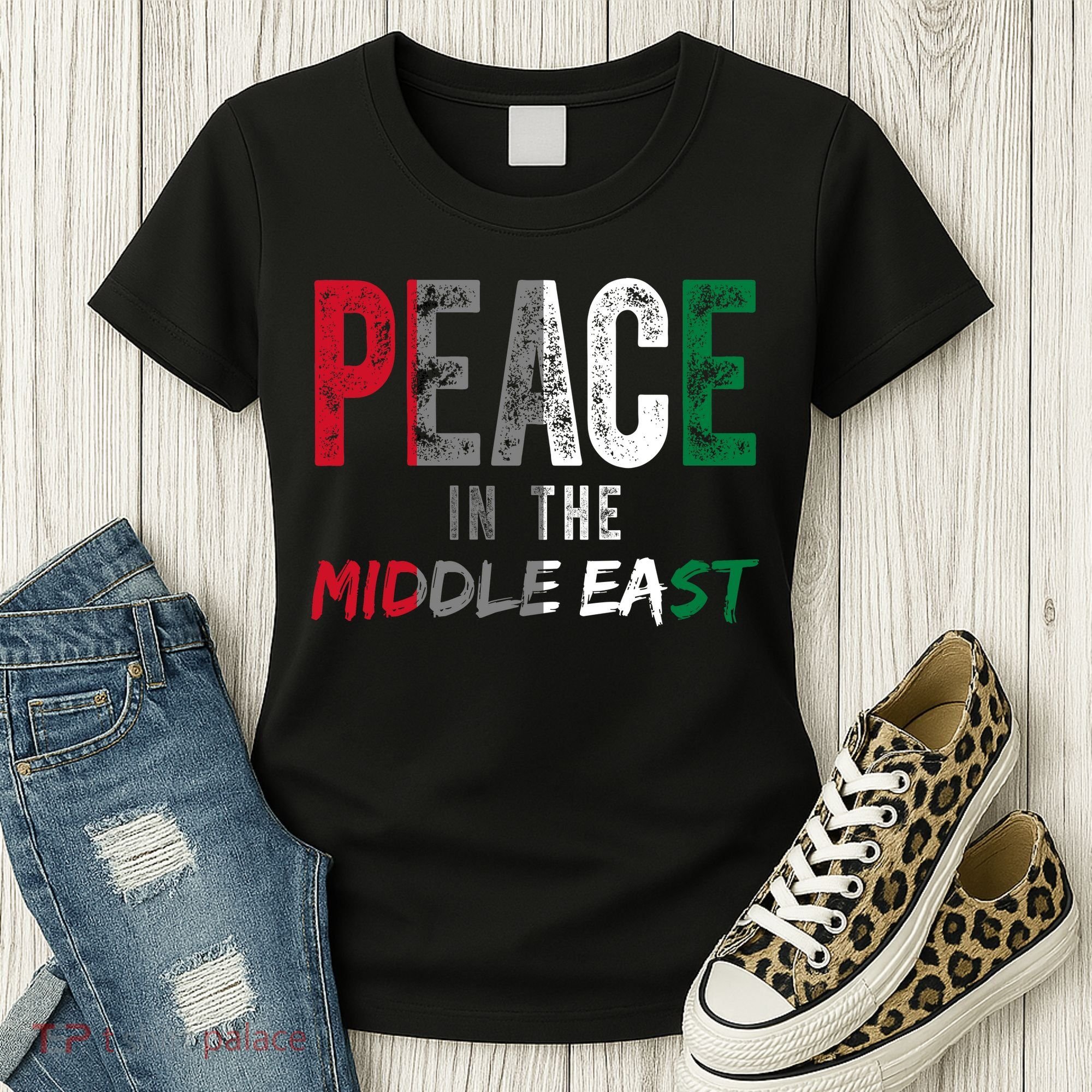 Peace In The Middle East Palestine Flag Women's T-Shirt