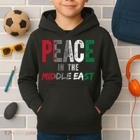 Peace In The Middle East Palestine Flag Kids Hoodie thumb 2