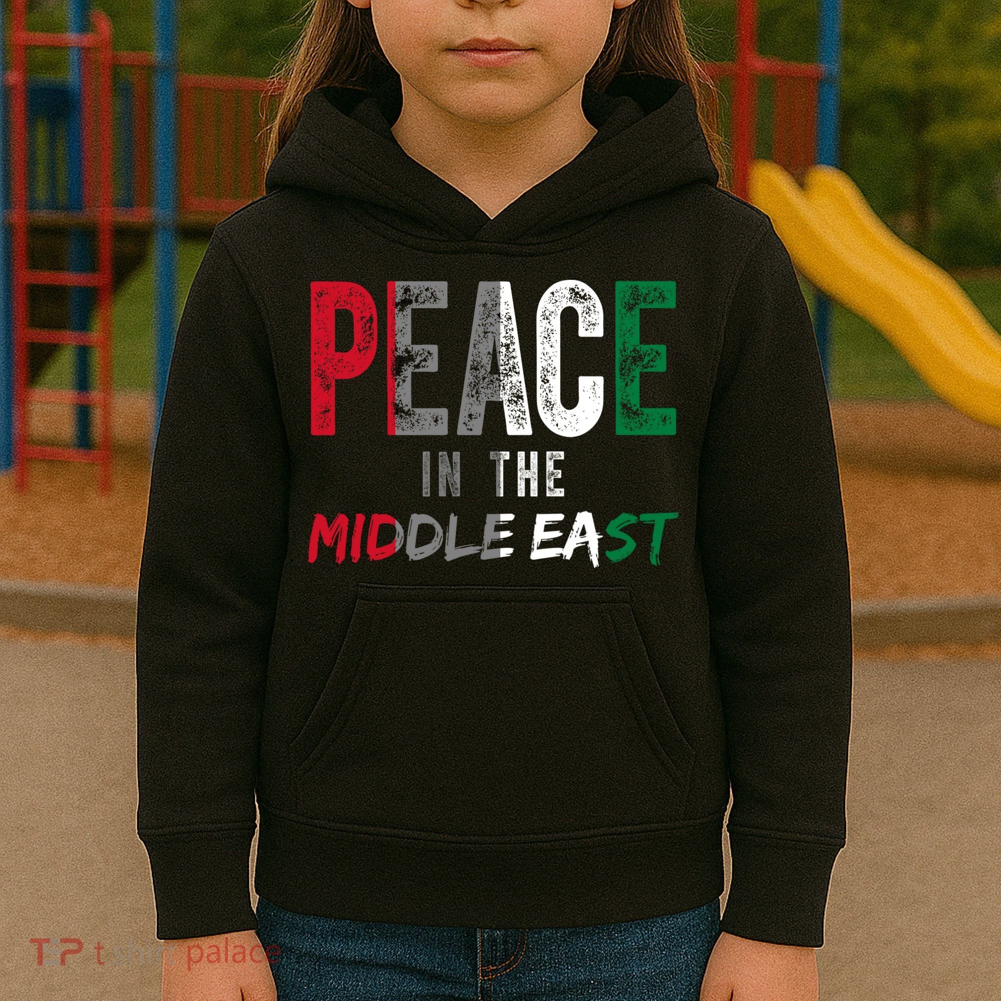 Peace In The Middle East Palestine Flag Kids Hoodie