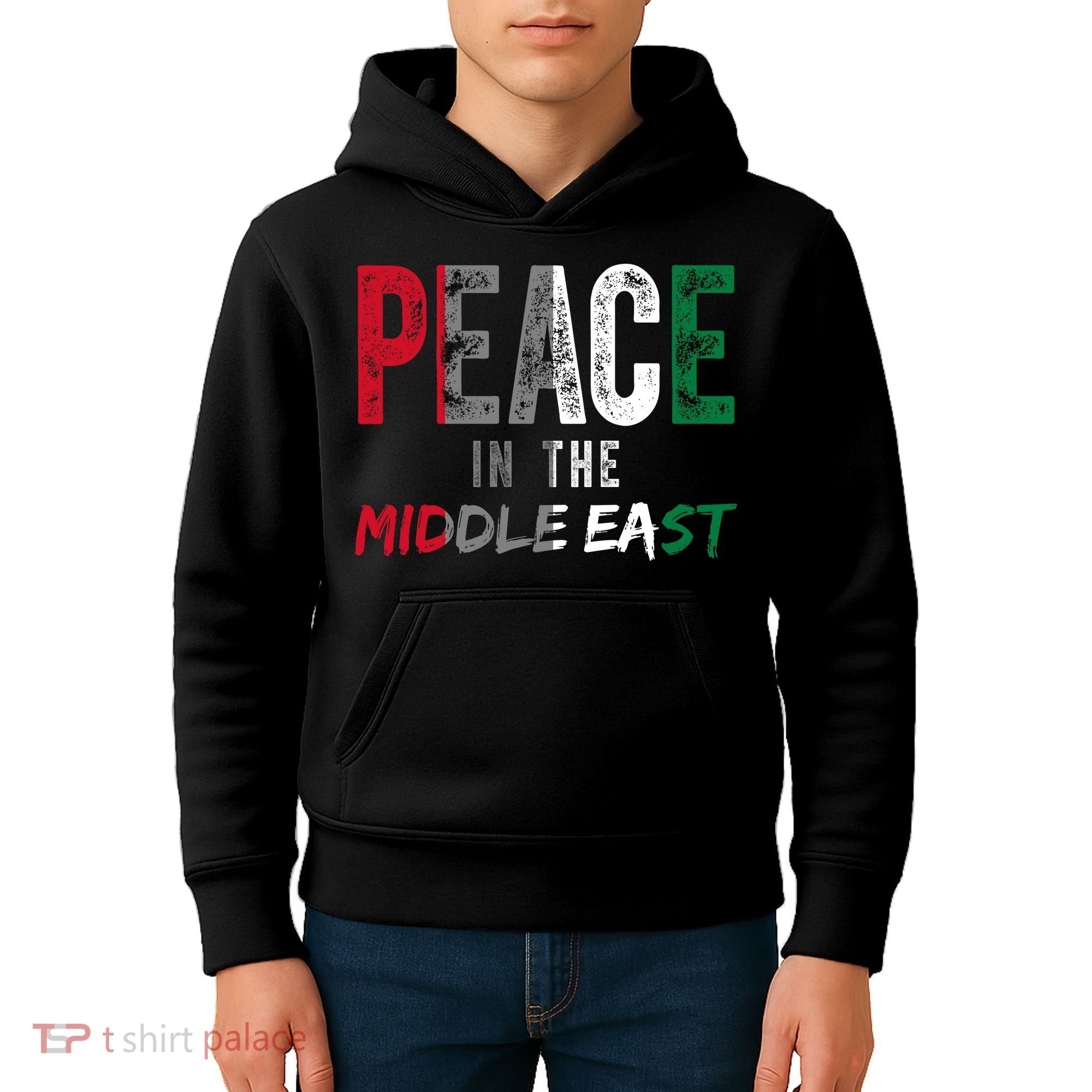 Peace In The Middle East Palestine Flag Kids Hoodie