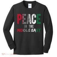 Peace In The Middle East Palestine Flag Kids Long Sleeve Shirt thumb 0