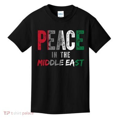 Peace In The Middle East Palestine Flag Kids T-Shirt