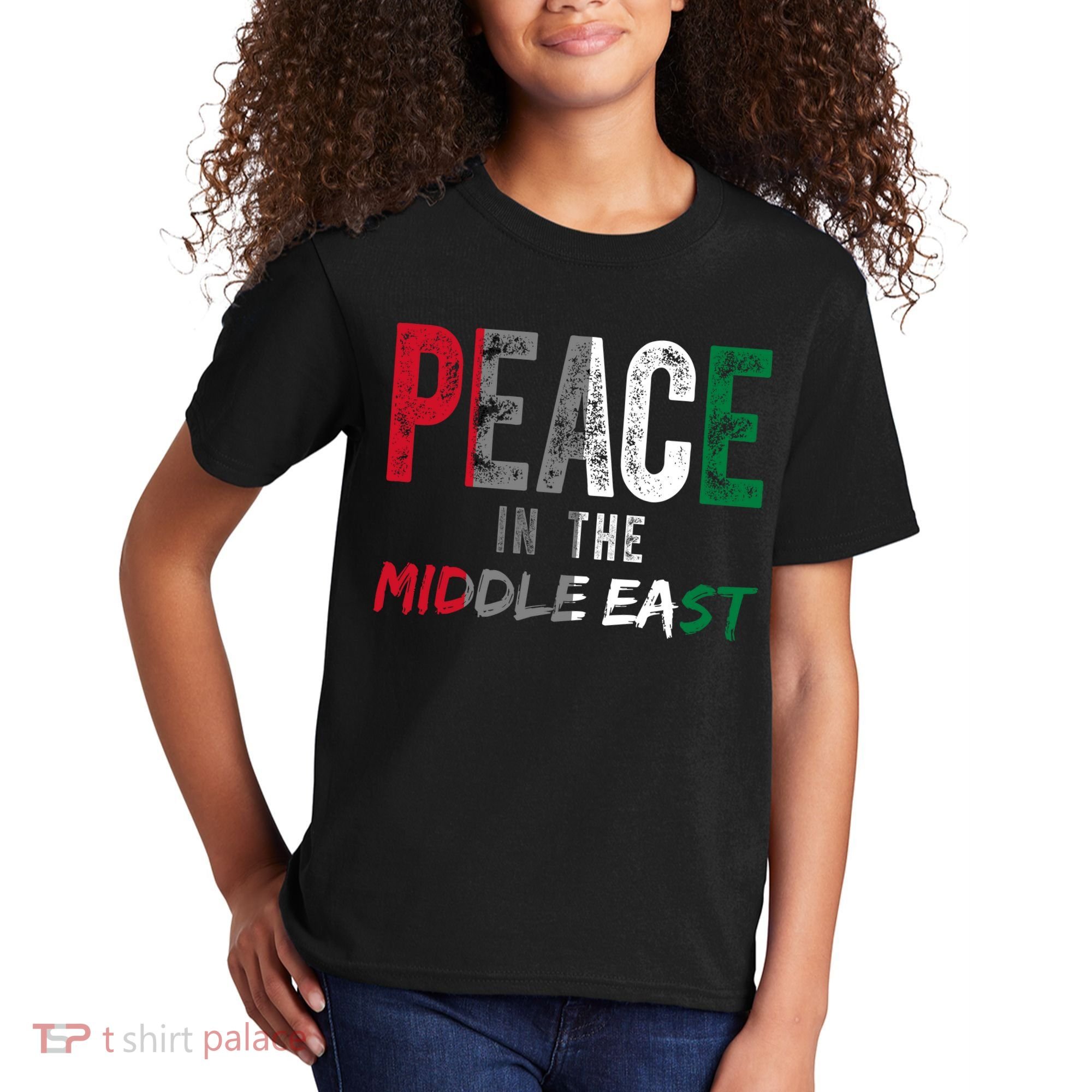 Peace In The Middle East Palestine Flag Kids T-Shirt