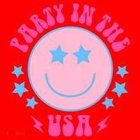 Party In The USA Retro Star Smile Santa Hat thumb 1