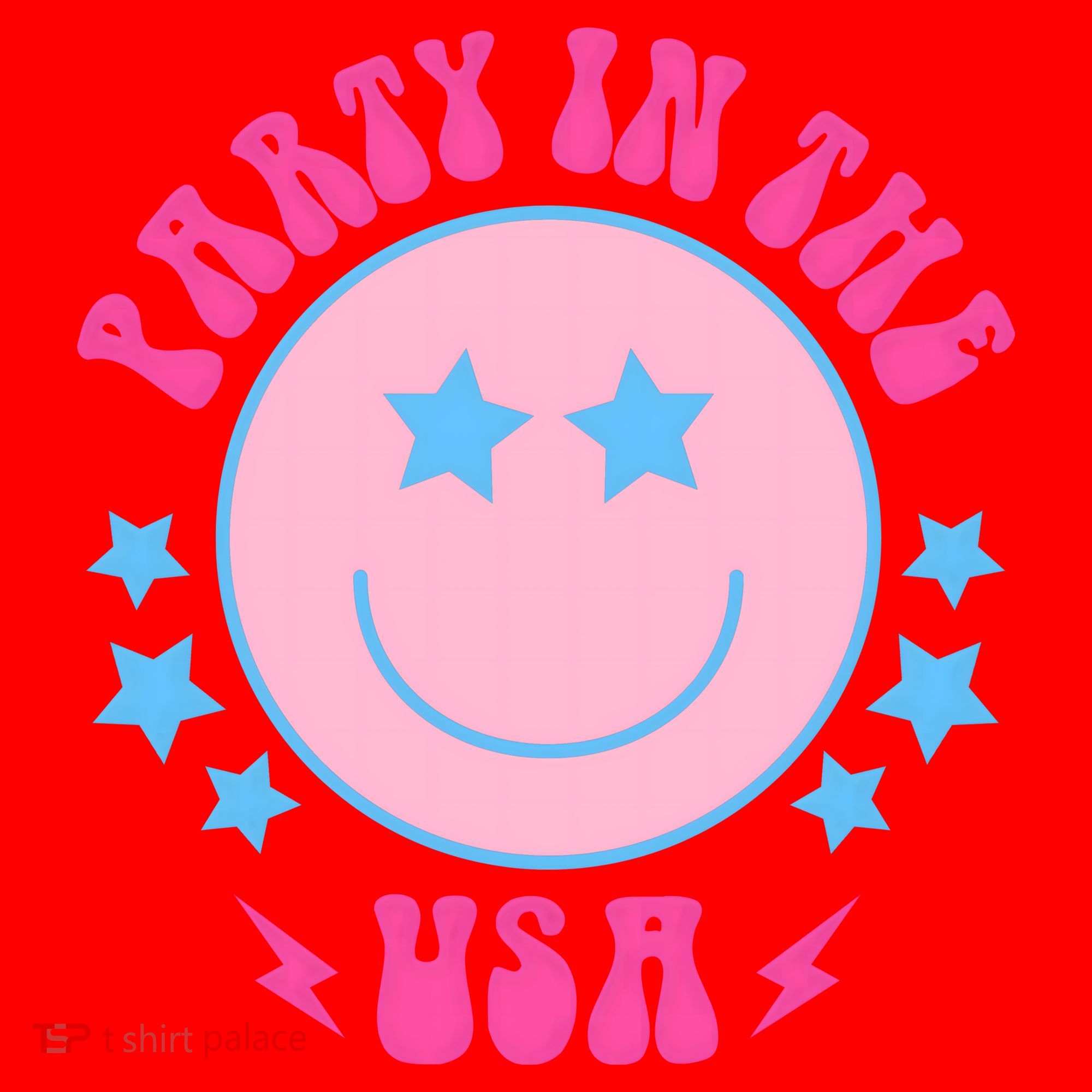 Party In The USA Retro Star Smile Santa Hat