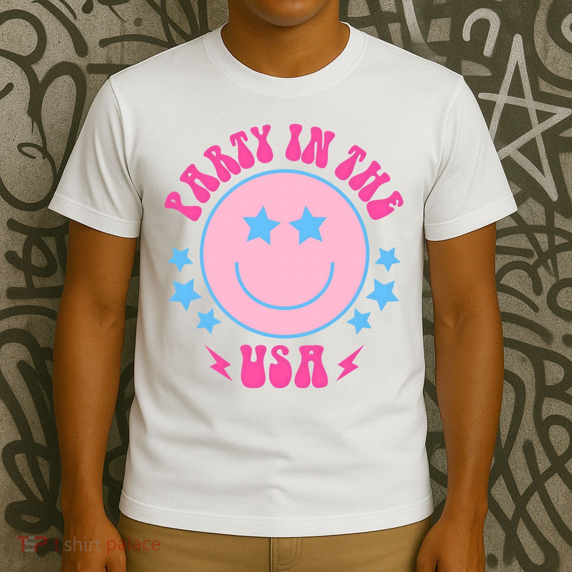 Party In The USA Retro Star Smile T-Shirt