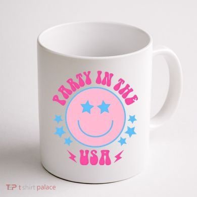 Party In The USA Retro Star Smile Coffee Mug back